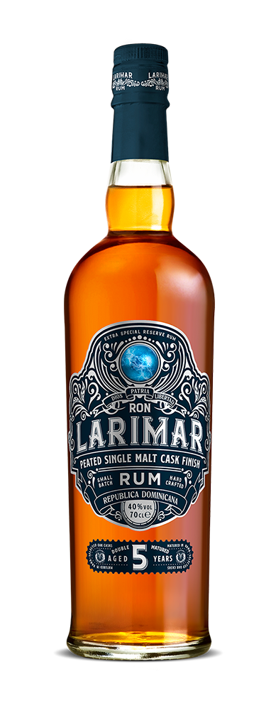 Peated Single Malt Ron Larimar rum bottle